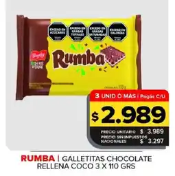 Carrefour Maxi Rumba galletitas chocolate rellena coco oferta