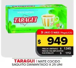 Carrefour Maxi Taragui mate cocido saquito diamantado oferta