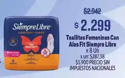 Makro Siempre Libre toallitas femeninas con alas fit oferta