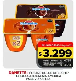 Carrefour Maxi Danette postre dulce de leche chocolate crema america oferta