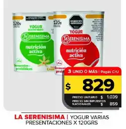 Carrefour Maxi La serenisima yogur varias presentaciones oferta