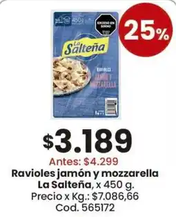 Coto La Salteña Ravioles jamón y mozzarella oferta
