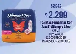 Makro Siempre libre - toallitas femeninas con alas fit oferta