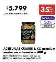 Disco Aceitunas cuisine & co premium verdes en salmuera x 400 g oferta