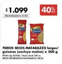 Disco Matarazzo - fideos secos largos/guiseros oferta