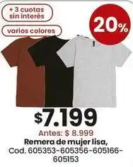 Coto Remera de mujer lisa oferta
