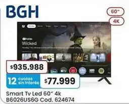 Coto Bgh - smart tv led 60 4k b6026us6g oferta