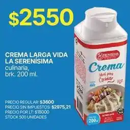 Supermercados Vea La serenísima - crema larga vida culinaria oferta