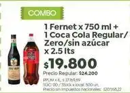 Jumbo Coca cola - fernet + coca cola regular/zero/sin azúcar oferta