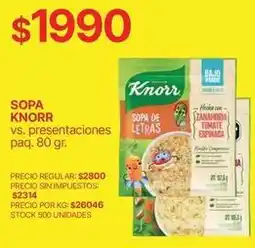 Supermercados Vea Knorr - sopa de letras oferta