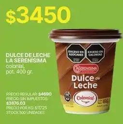 Supermercados Vea La serenísima - dulce de leche colonial oferta