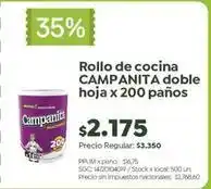 Jumbo Campanita - rollo de cocina doble hoja x 200 paños oferta
