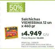 Jumbo Vienissima - salchichas 12 un x 460 gr oferta