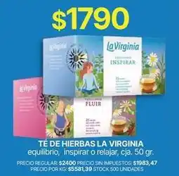 Supermercados Vea La virginia - t de hierbas la virginia equilibrio, inspirar o relajar oferta