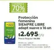 Jumbo Siempre libre - protección femenina adapt suave x 16 un oferta