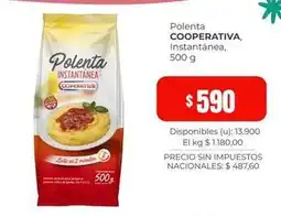 Cooperativa Obrera Polenta instantánea oferta