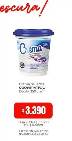 Cooperativa Obrera Crema de leche oferta