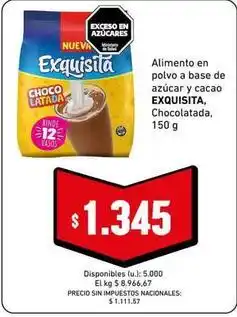 Cooperativa Obrera Exquisita - alimento en polvo a base de azúcar y cacao, chocolatada oferta