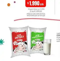 Cooperativa Obrera Vida - leche entera / leche semidescremada oferta