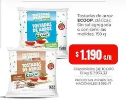 Cooperativa Obrera Coop - tostadas de arroz oferta