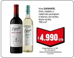 Cooperativa Obrera Cafayate - vino tinto, malbec o cabernet sauvignon o blanco, torrontés oferta