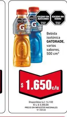 Cooperativa Obrera Gatorade - bebida isotónica oferta