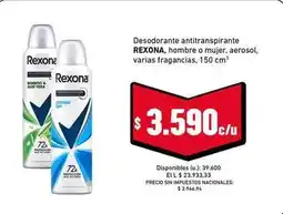 Cooperativa Obrera Rexona - desodorante antitranspirante oferta