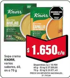 Cooperativa Obrera Knorr - sopa crema oferta