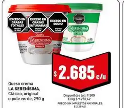 Cooperativa Obrera La serenísima - queso crema oferta