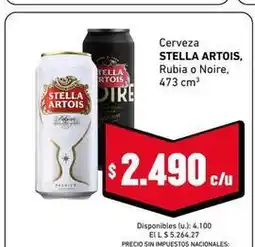 Cooperativa Obrera Stella artois - cerveza rubia o noire oferta