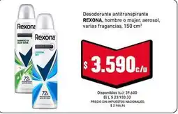 Cooperativa Obrera Rexona - desodorante antitranspirante, hombre o mujer, aerosol oferta