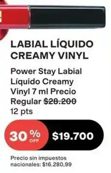 Avon Off - labial líquido creamy vinyl oferta