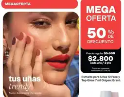 Avon Origen - esmalte para uñas 10 free y top glow 7 ml oferta