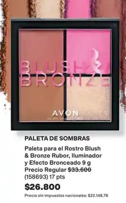 Avon Avon - paleta de sombras blush & bronze rubor, iluminador y efecto bronceado oferta