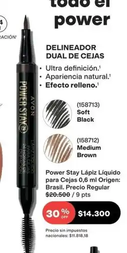 Avon Avon - power stay lápiz líquido para cejas 0,6 ml oferta