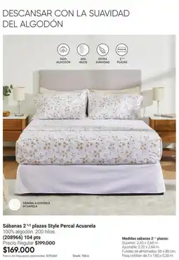 Avon Descansar - sábanas 2 plazas style percal acuarela (208964) oferta
