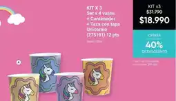 Avon Kit x 3 set x 4 vasos + contenedor + taza con tapa unicornio (275191) oferta