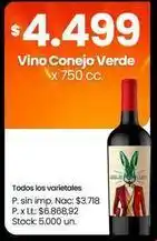 Changomas Vino conejo verde oferta