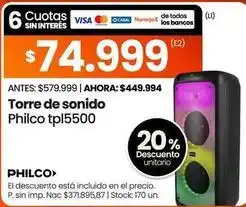 Changomas Philco - torre de sonido tpl5500 oferta