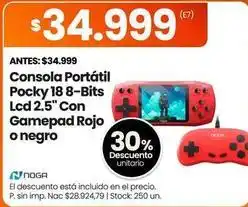 Changomas Noga - consola portátil pocky 18 8-bits lcd 2.5 con gamepad rojo o negro oferta