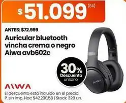 Changomas Aiwa - auricular bluetooth vincha crema o negro avb602c oferta