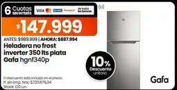 Changomas Gafa - heladera no frost inverter 350 its plata hgnf340p oferta