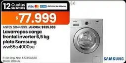 Changomas Samsung - lavarropas carga frontal inverter 6,5 kg plata ww65a4000su oferta