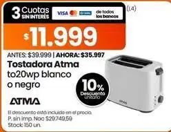 Changomas Atma - tostadora to20wp blanco o negro oferta