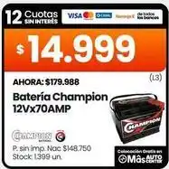 Changomas Champion - batería 12vx70amp oferta