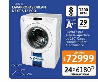 Cetrogar Lavarropas Drean Next 8.12 Eco oferta
