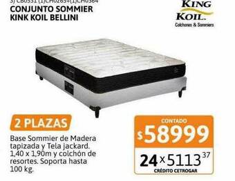 Cetrogar Conjunto Sommier King Koil Bellini oferta