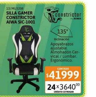 Cetrogar Silla Gamer Constrictor Aiwa Sic-1001 oferta