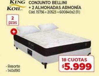Naldo Lombardi King Koil Conjunto Bellini + 2 Almohadas Armonía oferta