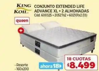 Naldo Lombardi King Koil Conjunto Extended Life Advance Xl + 2 Almohadas oferta